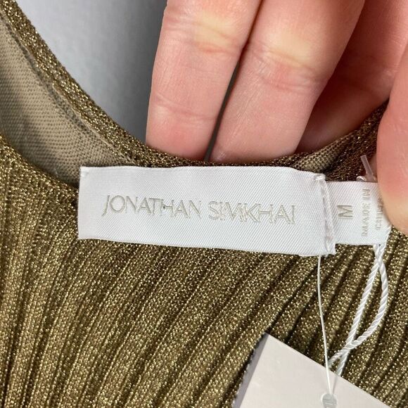 JONATHAN SIMKHAI Ivette Metallic Rib-Knit Midi-Dress - Picture 9 of 12